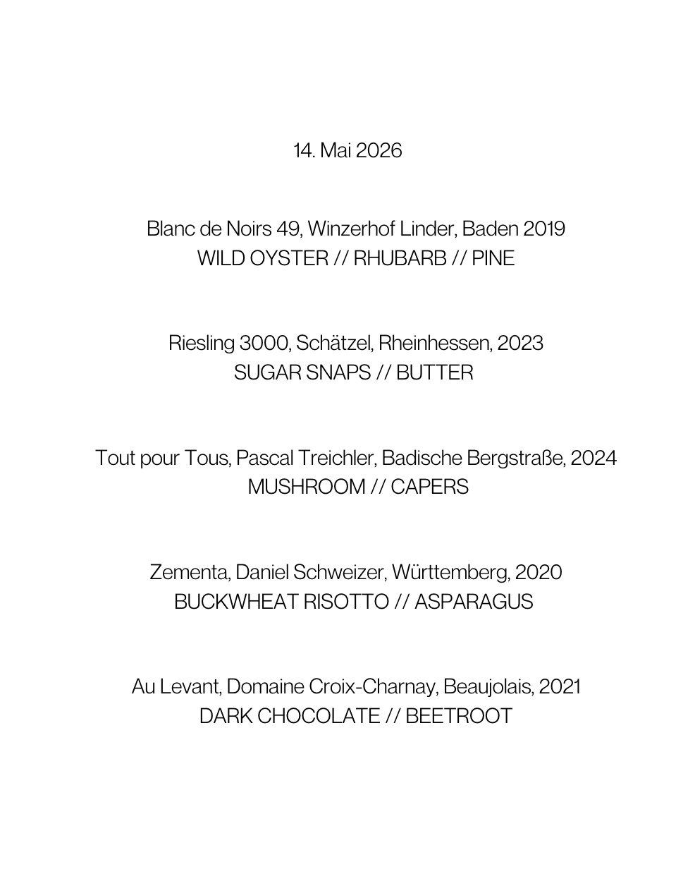 Tasting 14. May 2026